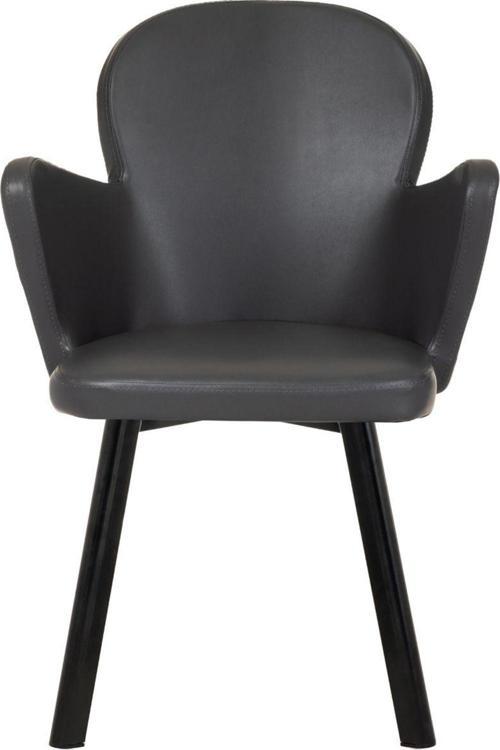 Siyah Metal Ayaklı Salon / Mutfak Sandalyesi Kollukelebek ( Deri )
