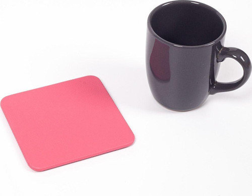 Pembe Deri Bardak Altlığı Kare