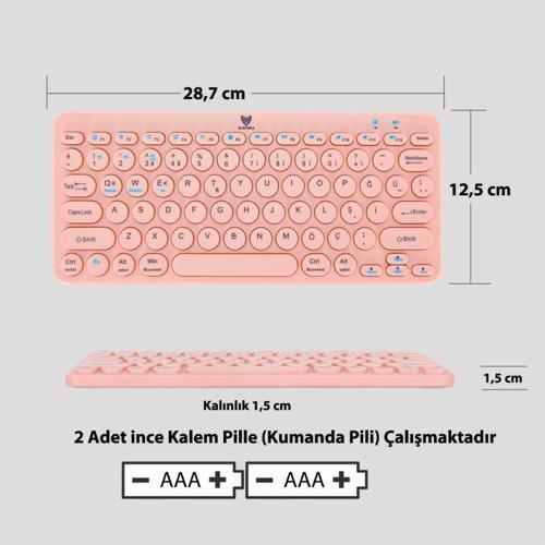 Bt-k95 Bluetooth v5.0 ios Android Uyumlu Kablosuz Klavye Pem