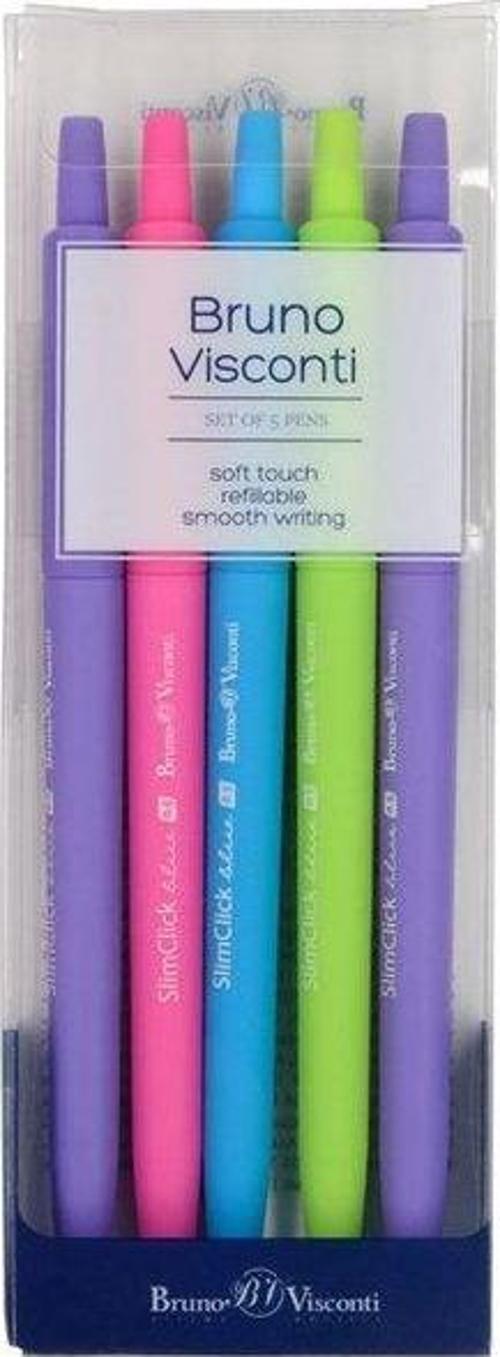 Slim Click Tükenmez Kalem 5li Set Mavi