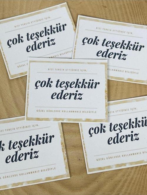 Çok Teşekkür Ederiz 5 x 8 cm 100 Adet Kart