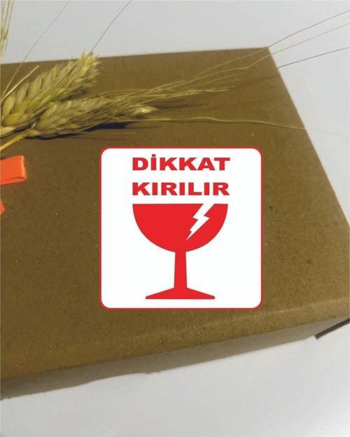 Dikkat Kırılır Uyarı Etiketi Kare 6 x 6 cm 100 Adet