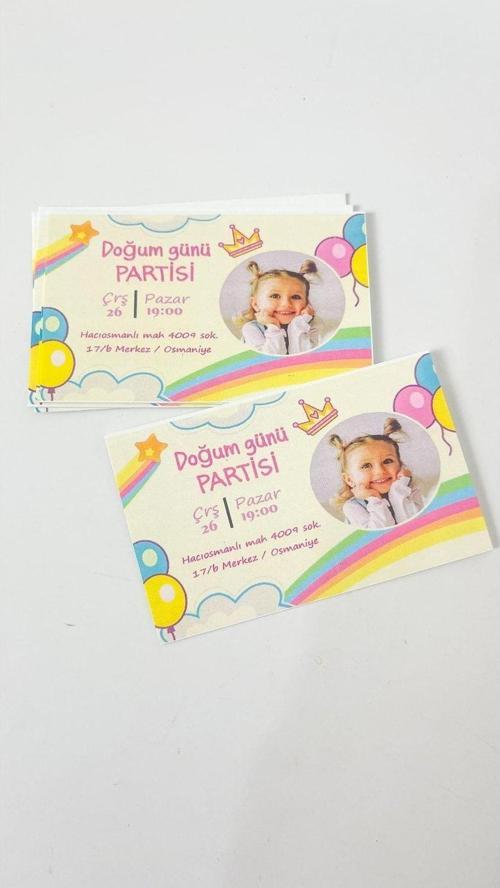 Doğum Günü Kartı Kız Çocuk Için 5 x 8 cm 50 Adet
