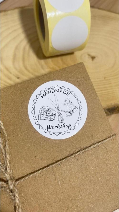 Handmade Workshop Yuvarlak Yapışkanlı Etiket 5 x 5cm 100 Adet