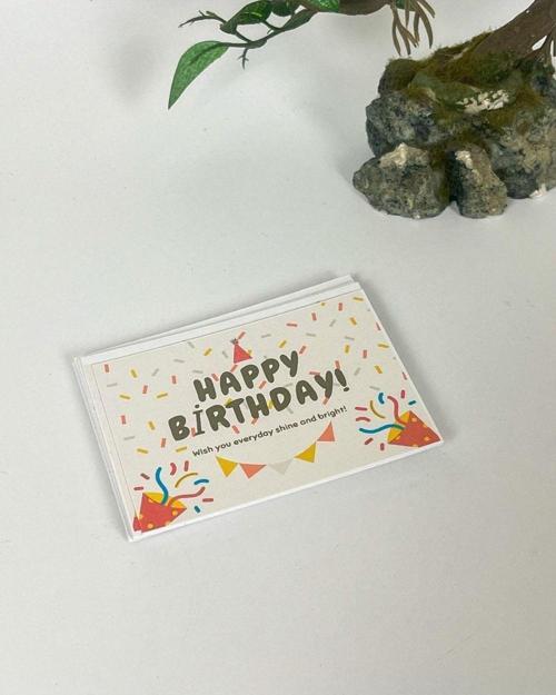 Happy Birthday Yeniyıl Kartı 5 x 8 cm Boyutunda 50 Adet