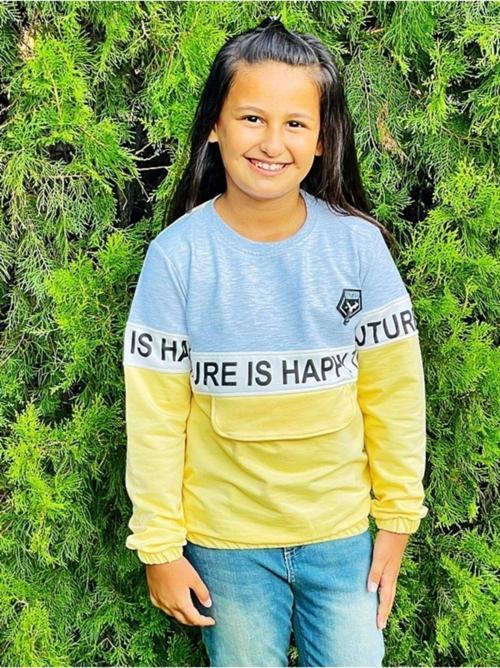 Happy Life Kız Çocuk Lastik Kol Sweatshirt