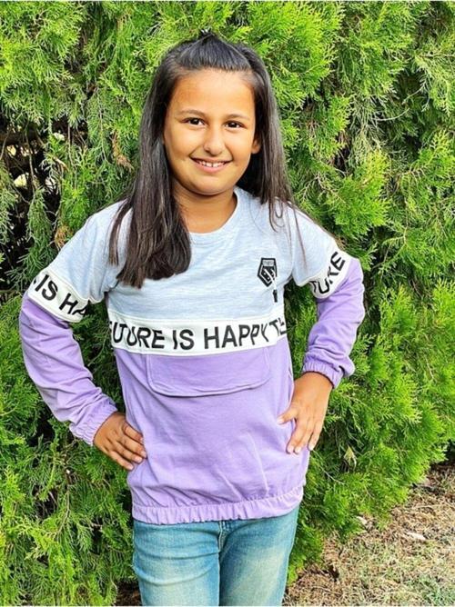 Happy Life Kız Çocuk Lastik Kol Sweatshirt