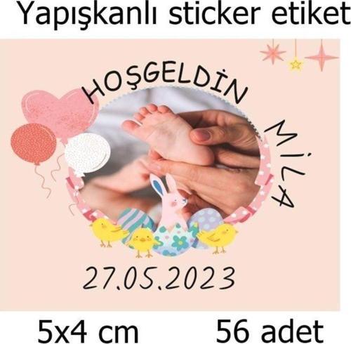 Hoşgeldin Bebek Yapışkanlı Sticker Etiket 5 x 4 cm 30 Adet