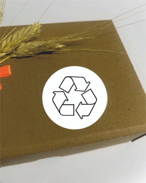 Geri Dönüşüm İşareti Yuvarlak Yapışkanlı Etiket 4 x 4 cm 120 Adet