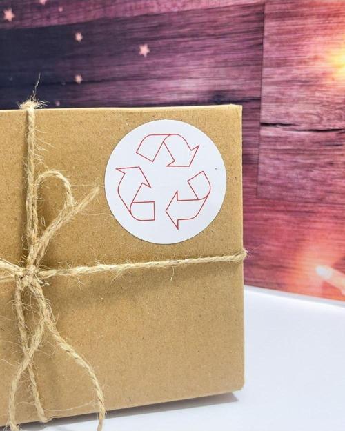 Geri Dönüşüm Simgesi Yuvarlak Yapışkanlı Etiket 4 x 4 cm 120 Adet