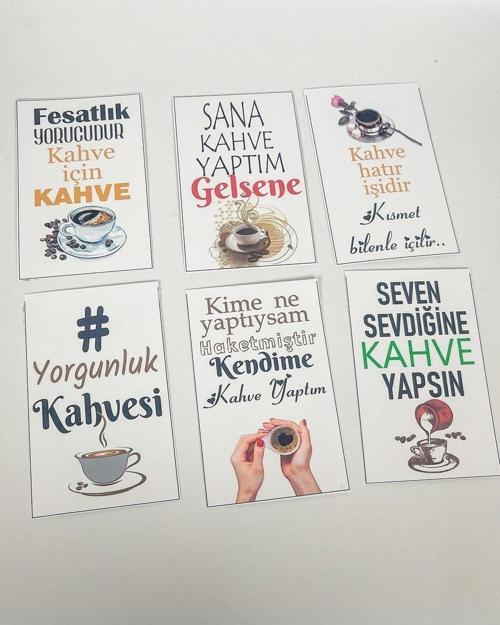 Kahve Kartları Motto 6 Adet Sunum Kart Seri 1