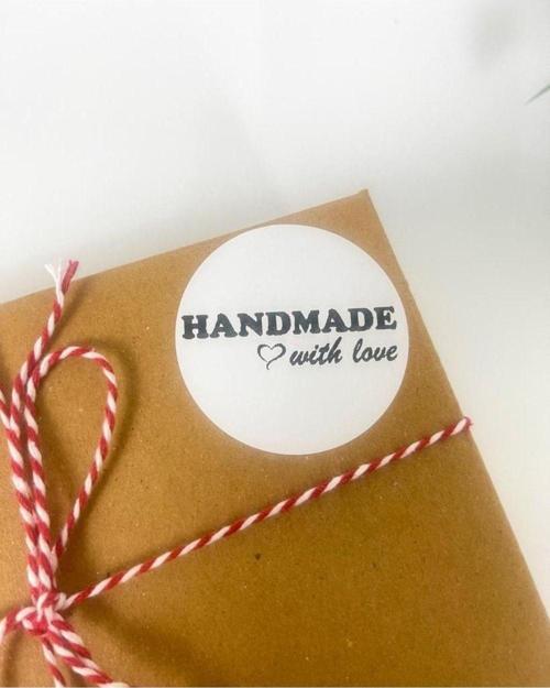 Handmade With Love Siyah 5cm Yapışkanlı Etiket 100 Adet