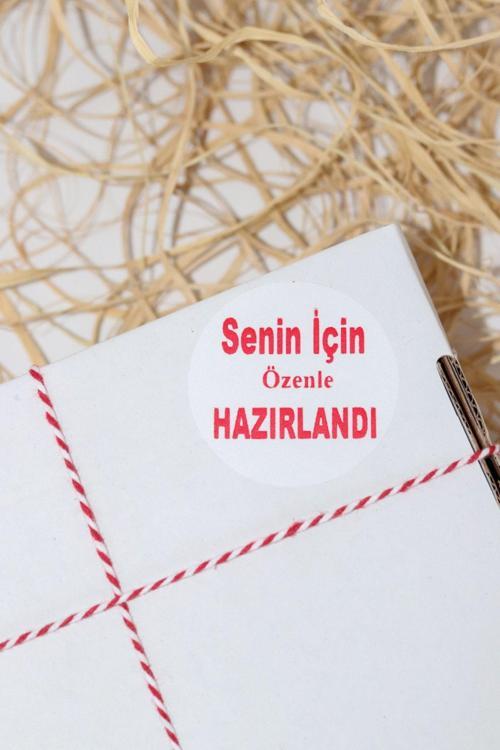 Senin Için Özenle Hazırlandı Beyaz 50 Mm Yuvarlak Yapışkanlı Sticker Etiket 100 Adet