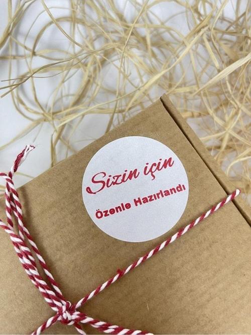 Sizin Için Özenle Hazırlandı 50 Mm Beyaz Yuvarlak Sticker Etiket 100 Adet