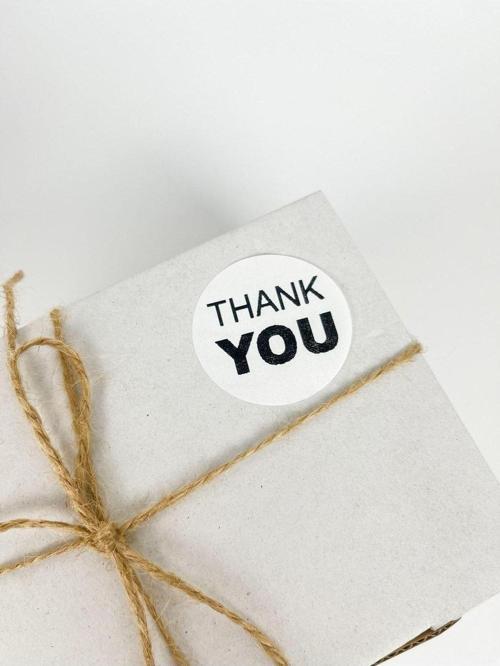 Thank You Siyah Yazılı 4 cm Yuvarlak Yapışkanlı Etiket 120 Adet