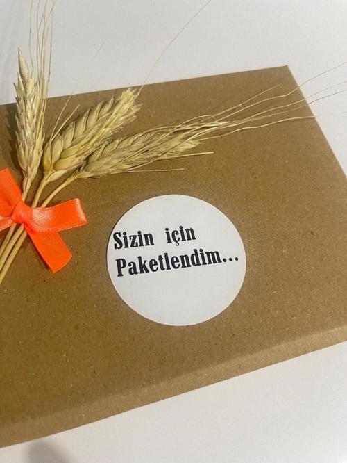 Sizin İçin Paketlendim Siyah Kalın Yazılı Yuvarlak Yapışkanlı Etiket 3 x 3 cm 150 Adet