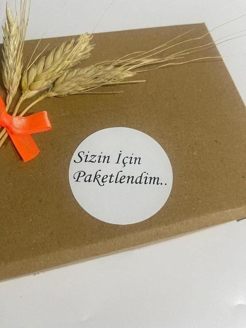Sizin İçin Paketlendim Siyah Yazılı Yuvarlak Yapışkanlı Etiket 5 x 5 cm 100 Adet