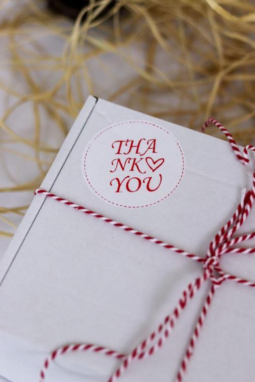 Thank You Yazılı Oval Beyaz 50 Mm Yuvarlak Yapışkanlı Sticker Etiket 100 Adet