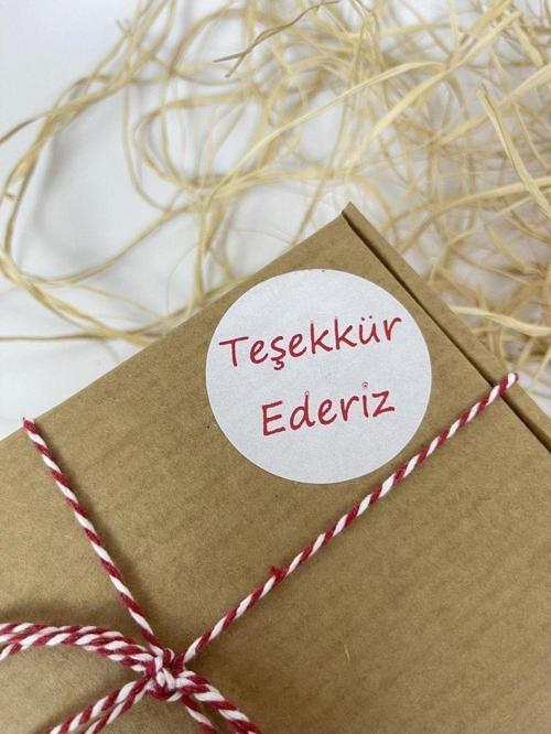 Teşekkür Ederiz 50 Mm Beyaz Yuvarlak Sticker Etiket 100 Adet