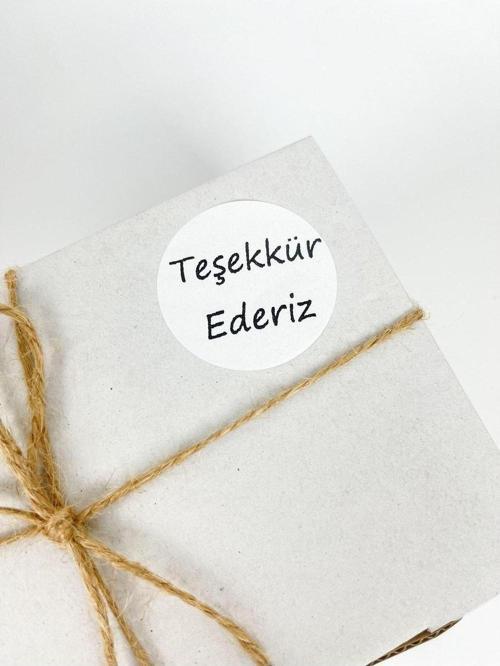 Teşekkür Ederiz Siyah Yazılı 4 cm Yuvarlak Yapışkanlı Etiket 120 Adet