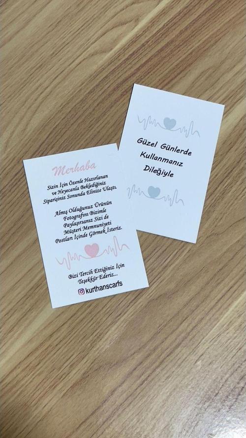 Teşekkür Kartı 8,5 x 5,5 cm 100 Adet- Kişiye Özel