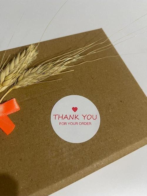 Thank You For Your Order Kalpli Kırmızı Yazılı Yuvarlak Yapışkanlı Etiket 5 x 5 cm 100 Adet
