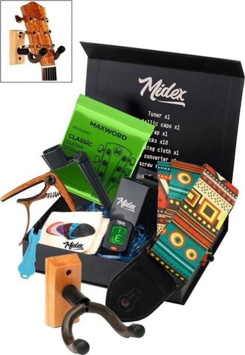 AC-20CL-PAK Klasik Gitar Aksesuar Seti Gitar Tel Askı Capo Tuner Pena ve Full Set