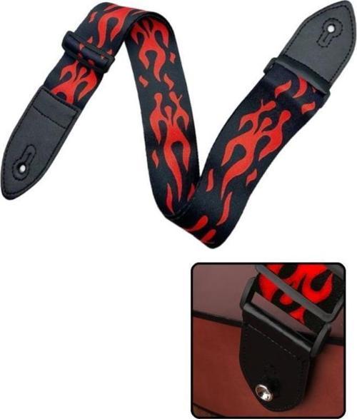 SR-11RD Gitar Omuz Askısı Siyah-Kırmızı Renk Desenli Uzunluk 90-143 cm