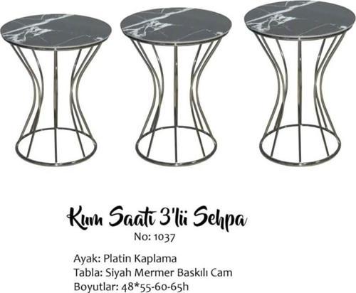 Brc Zigoın 13389 KUM SAATİ Model SİYAH MERMER Metal PLATİN Renk Kaplama El Yapım
