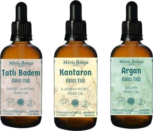 Tatlı Badem Yağı, Kantaron Yağı, Argan Yağı (3'lü Set) 30ml X 3 Adet