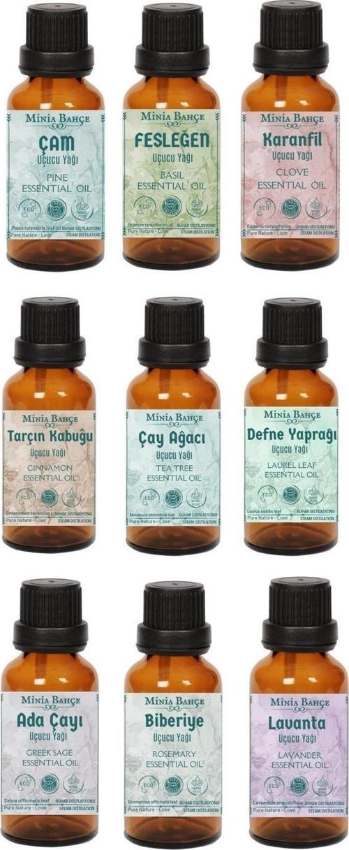 Uçucu Yağ Seti, Çam-fesleğen-karanfil-tarçın-çay Ağacı-defne Yap.-adaçayı-biberiye-lavanta Yağı,90ml