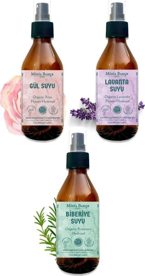 Organik Lavanta, Biberiye Ve Gül Suyu(1.maya), %100 Doğal, Yağlı, 150mlx3