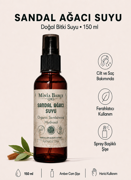 Sandal Ağacı Suyu – Sandalwood Hidrosol, Yüz, Cilt ve Saç Bakımı, 150 ml