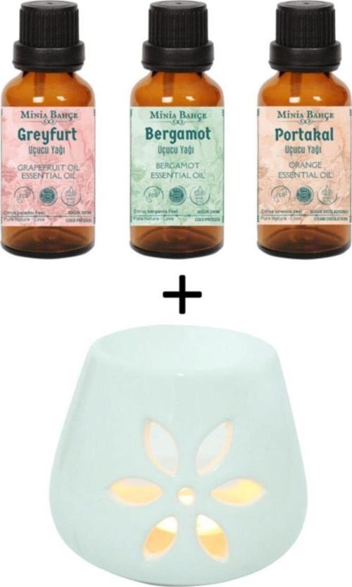 Greyfurt Yağı - Bergamot Yağı - Portakal Yağı Ve Buhurdanlık Seti