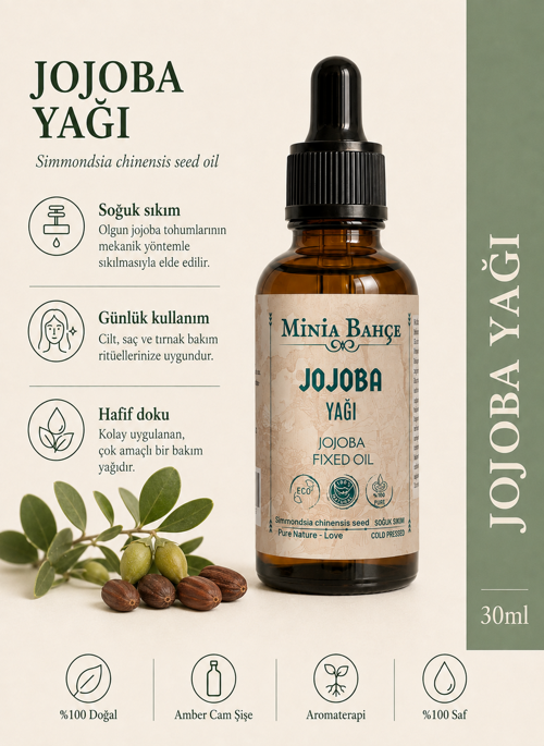 Jojoba Yağı – 30 ml | Soğuk Sıkım Sabit Yağ