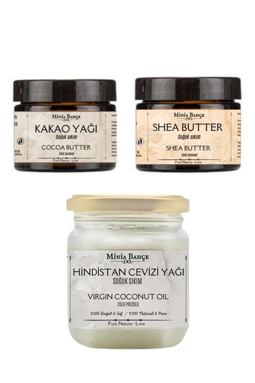 Soğuk Sıkım Shea Butter, Kakao Yağı Ve Hindistan Cevizi Yağı %100 Doğal & Saf