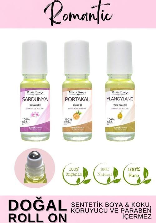 Doğal Roll On, Romantik Seti, Sardunya, Ylang Ylang Ve Portakal Uçucu Yağı, 10ml X 3