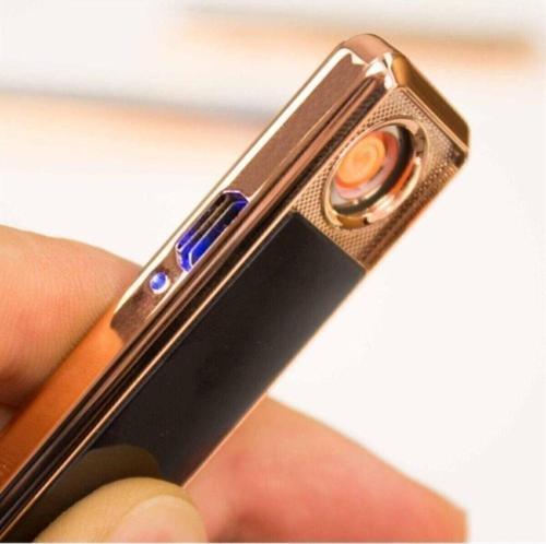 Siyah-mavi-gold Alevsiz Şarjlı Usb Kızaklı Çakmak