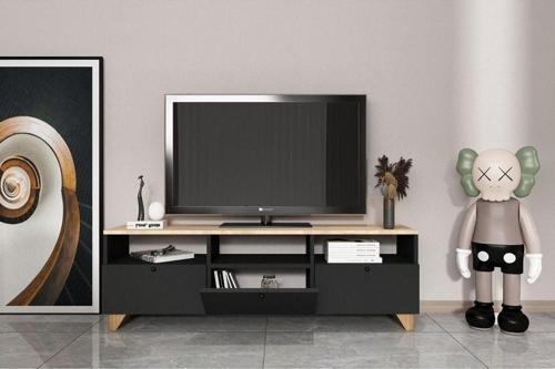 Tv Sehpası Raflı Antrasit Kapaklı Tv Ünitesi