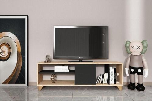 Antrasit Detaylı -Tv Sehpası Raflı Tv Ünitesi Televizyon Sehpası
