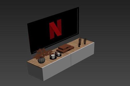 Beyaz-Ahşap Dekoratif Tv Ünitesi -Tv Sehpası Duvara Monte
