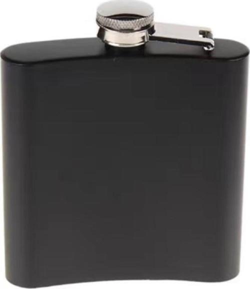 Siyah 6 oz Çelik Cep İçki Kanyak Matarası