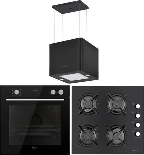 Siyah Ankastre Set (GLD 1045SA Willa -GLO 205CS Bask-Azure GLF 64CS) Buhar Destekli