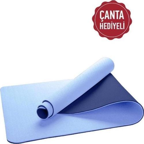Ekolojik 6mm TPE Yoga Matı Pilates Minderi Açık Mavi