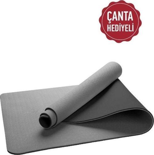 Ekolojik 6mm TPE Yoga Matı Pilates Minderi Gri