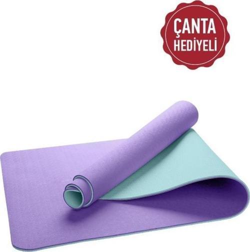 Ekolojik 6mm TPE Yoga Matı Pilates Minderi Lila Nane Yeşili