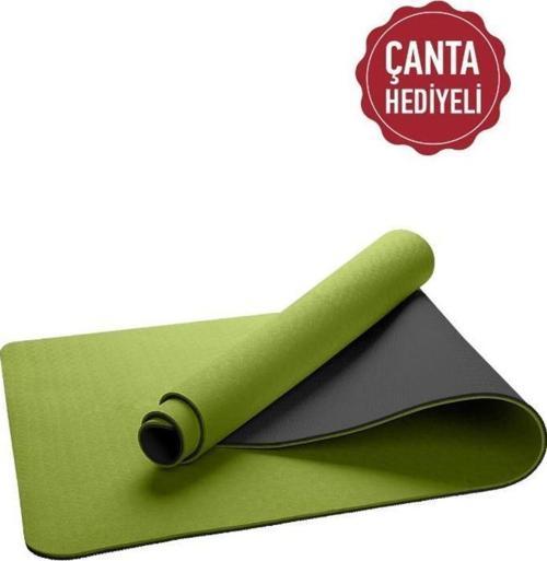 Ekolojik 6mm TPE Yoga Matı Pilates Minderi Yeşil