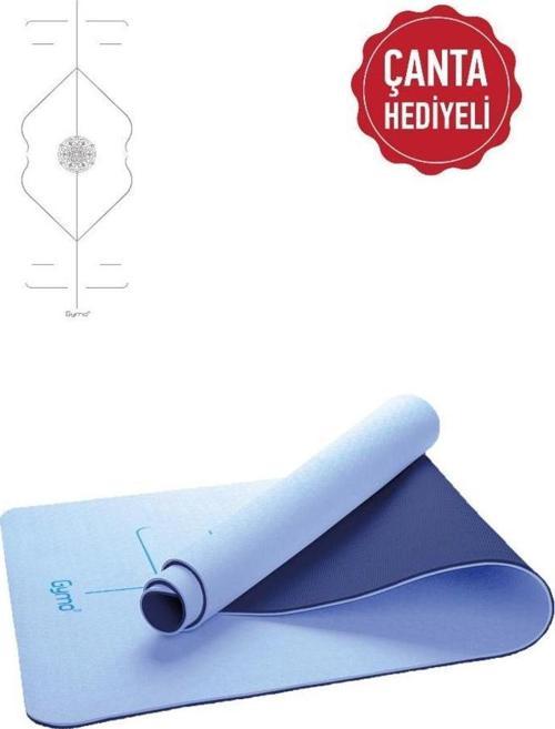 Hizalamalı 6mm TPE Yoga Matı Pilates Minderi Açık Mavi