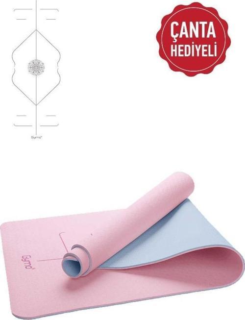 Hizalamalı 6mm TPE Yoga Matı Pilates Minderi Pembe