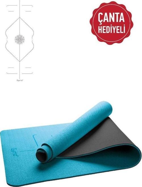 Hizalamalı 6mm TPE Yoga Matı Pilates Minderi Turkuaz